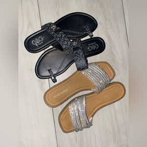 G by Guess Black and Silver Sandals